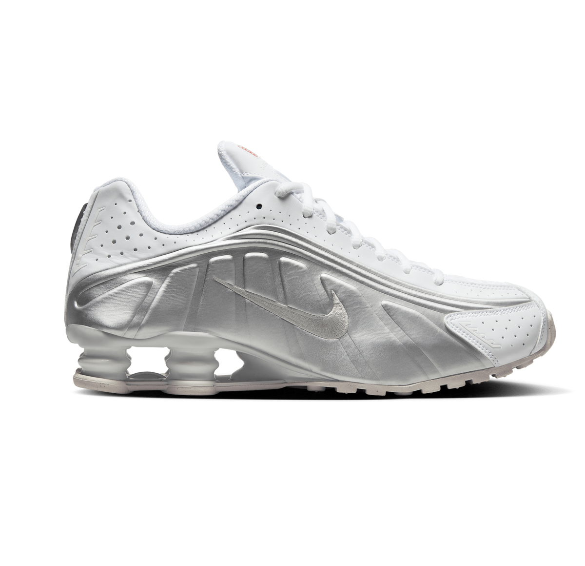 Nike Men's Nike Shox R4 Shoes - White / Bright Crimson / Metallic