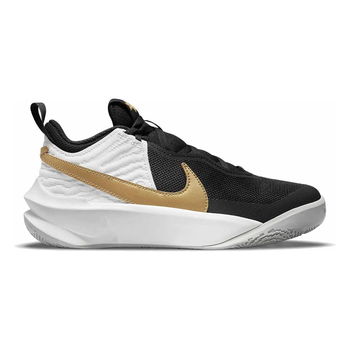 Nike Kid s Team Hustle D 10 Shoes Black White Photon Dust Metallic Gold