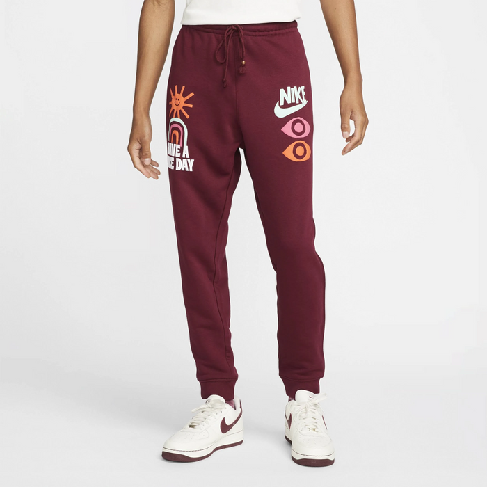 Nike Men s French Terry Pants Burgundy Red Just For Sports