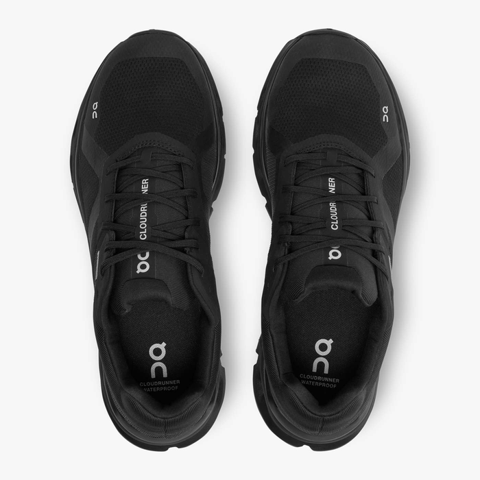 On Running Men's Cloudrunner Waterproof Shoes - All Black Just For Sports