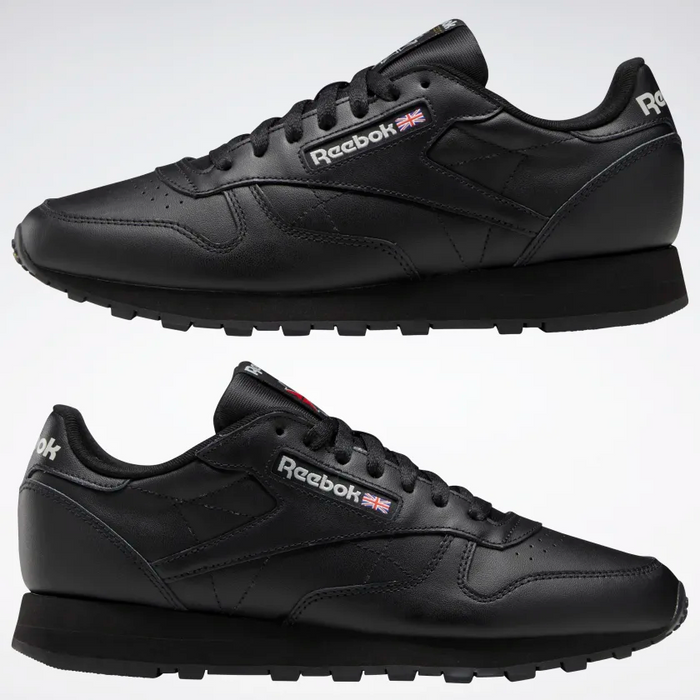 Reebok Men s Classic Leather Shoes Core Black Pure Grey 5 Just For Sports
