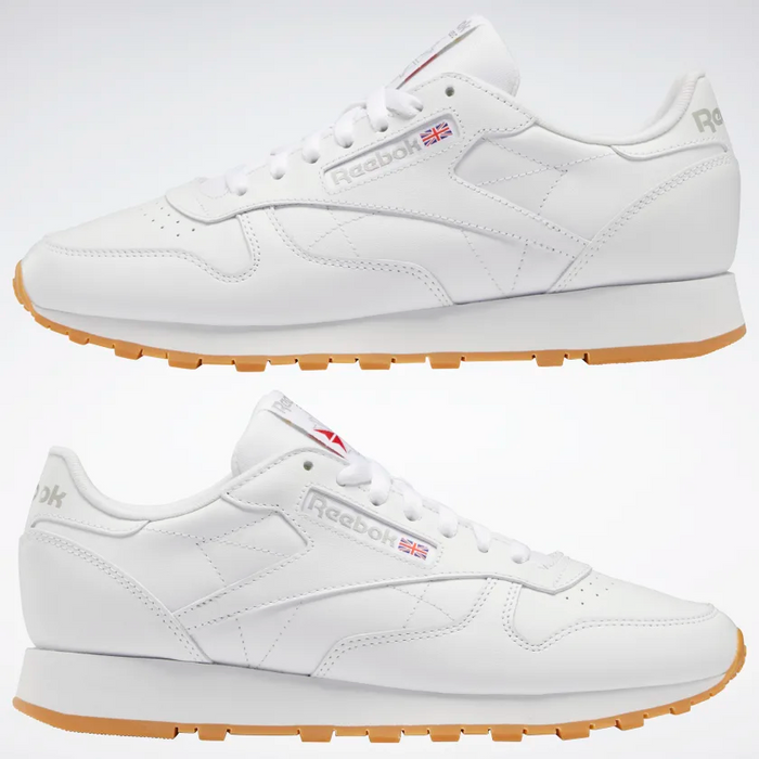 Reebok Men s Classic Leather Shoes Ftwr White Pure Grey 3 Rubber Just For Sports