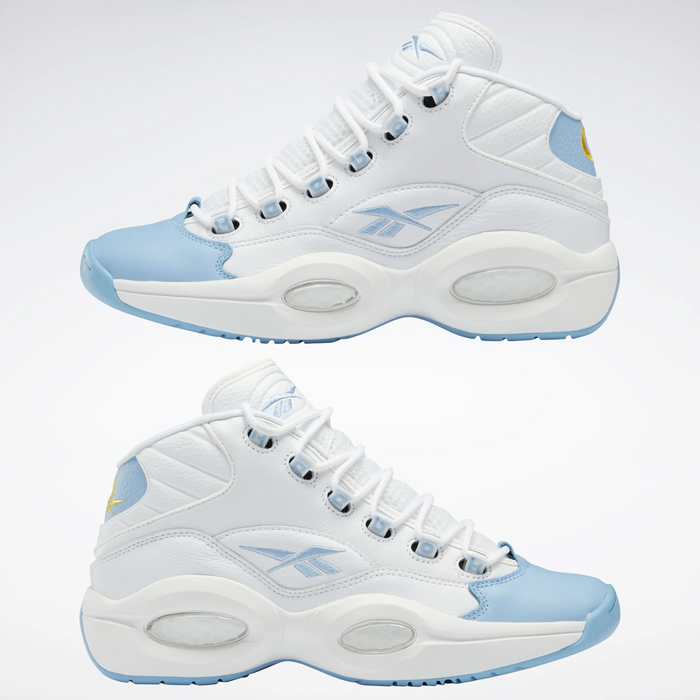 Reebok Men's Question Mid Basketball Shoes - Ftwr White / Fluid Blue / Toxic Yellow Just For Sports