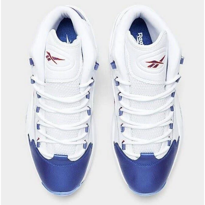 Reebok Men's Question Mid Basketball Shoes - White / Blue Just For Sports
