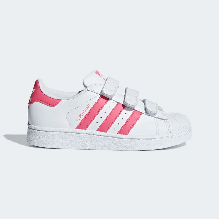 Adidas Kids' Superstar Shoes - Cloud White / Real Pink Just For Sports Adidas Kids' Superstar Shoes - Cloud White / Real Pink Just For Sports