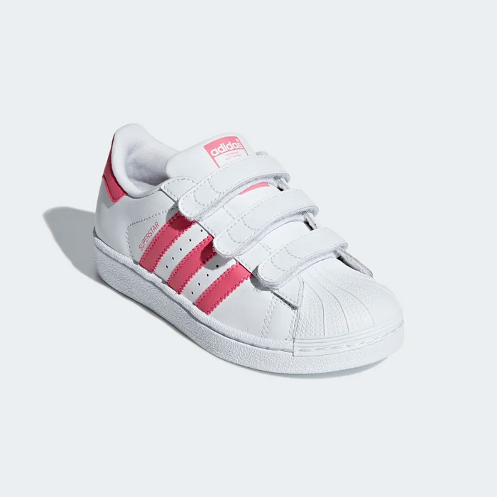 Adidas Kids' Superstar Shoes - Cloud White / Real Pink Just For Sports Adidas Kids' Superstar Shoes - Cloud White / Real Pink Just For Sports