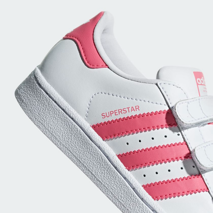 Adidas Kid's Superstar Shoes - Cloud White / Real Pink