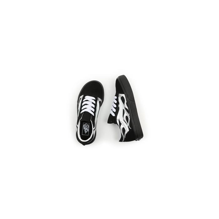 Vans Kid's Metallic Flame Old Skool Shoes - Black / Silver Just For Sports