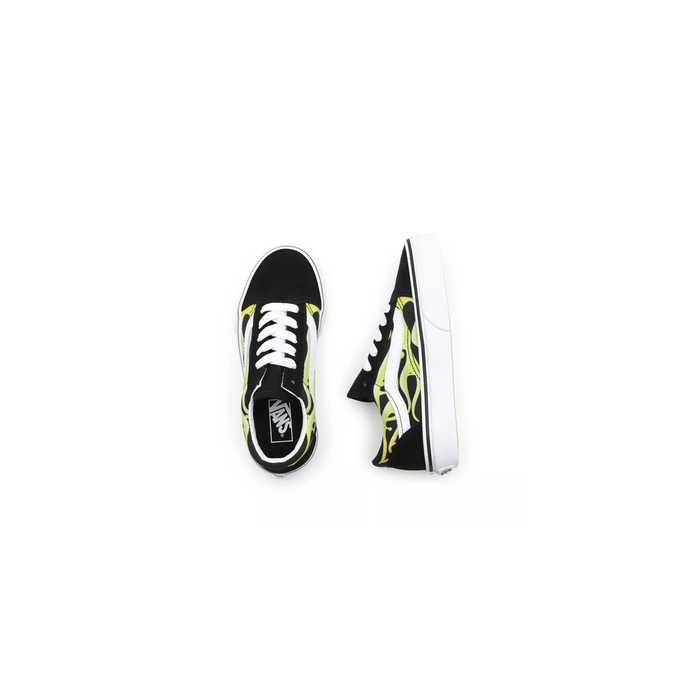 Vans Kid's Slime Flame Old Skool Shoes - Black / True White Just For Sports