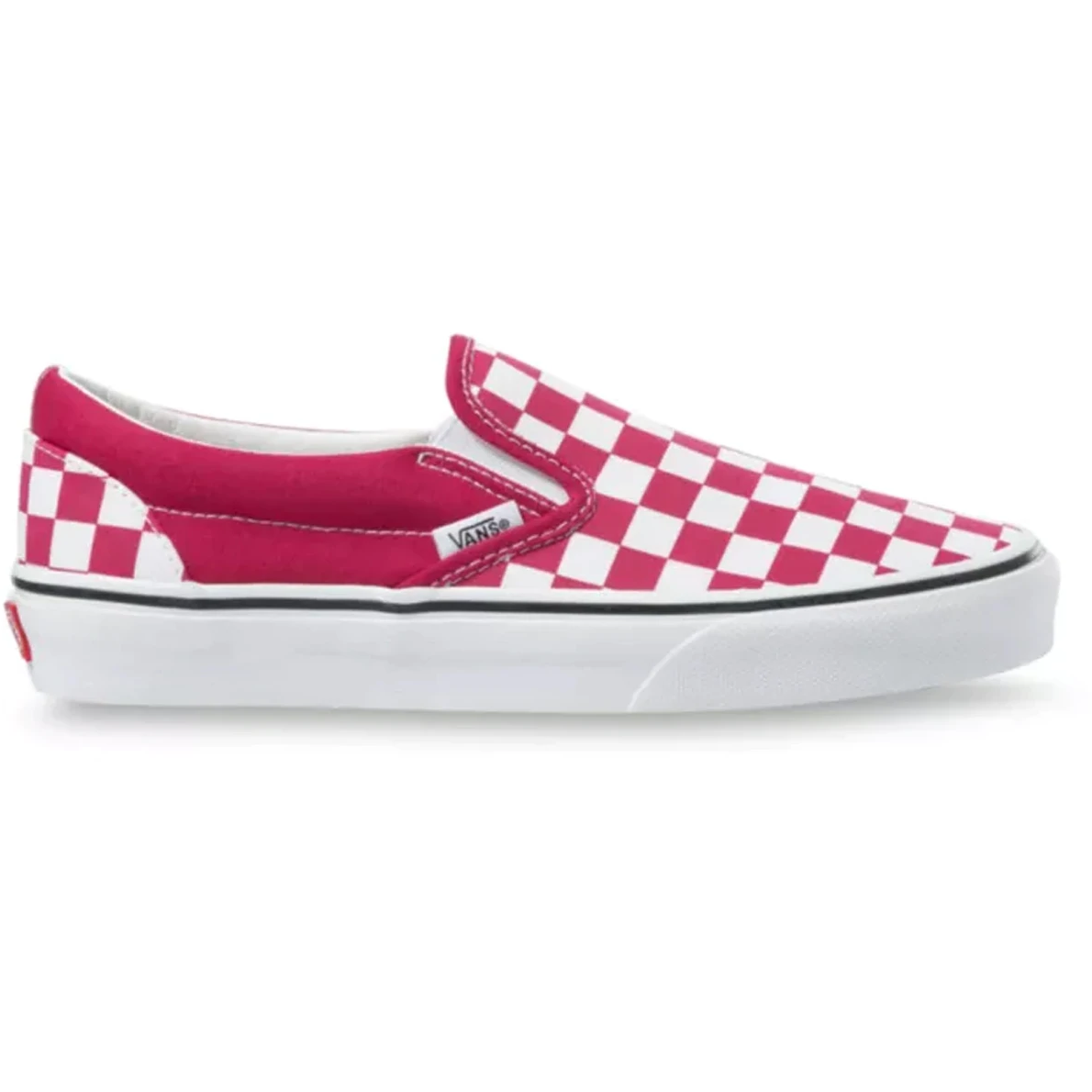 Red slip on checkerboard vans cheap