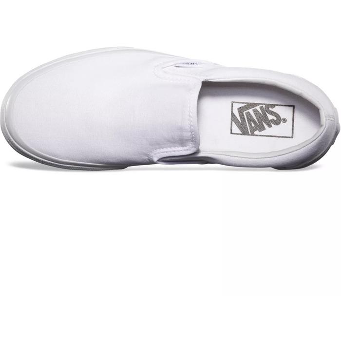 Vans Unisex Classic Slip-On Shoes - All White Just For Sports