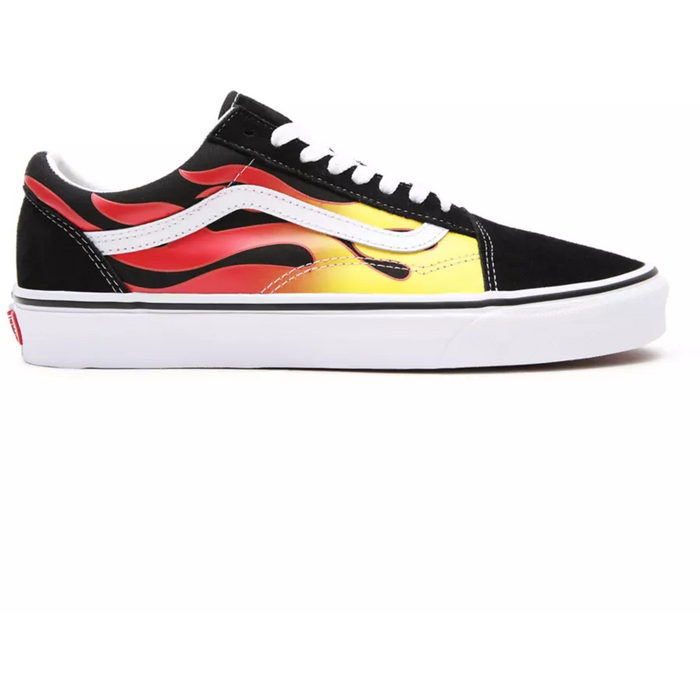 Vans Unisex Flame Old Skool Shoes - Black / True White Just For Sports