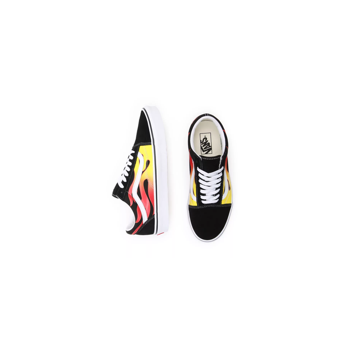 Vans Unisex Flame Old Skool Shoes - Black / True White Just For Sports