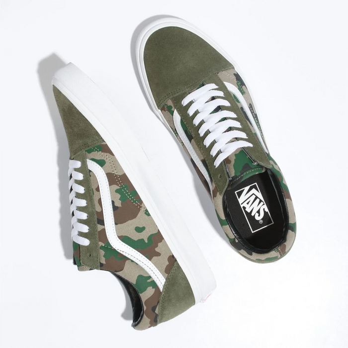 Vans Unisex Hibiscus Check Old Skool Shoes Olive White Camo