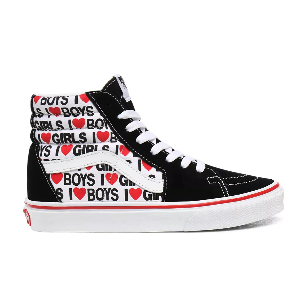 Vans Unisex I Heart SK8 Hi Shoes Black White Red Just For