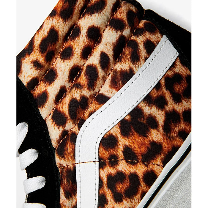 Vans Unisex Leopard SK8 Hi Shoes - Black / True White Just For Sports
