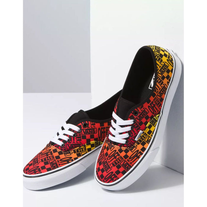 Vans Unisex Logo Flame Authentic Shoes Black Fire White