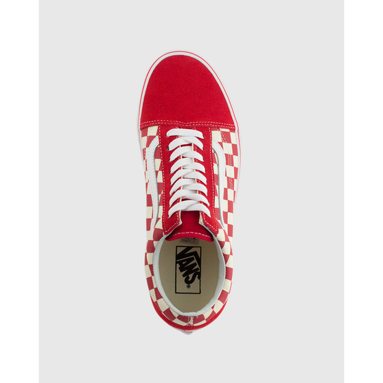 Vans Unisex Old Skool Checkerboard Shoes - Racing Red / White Just For Sports