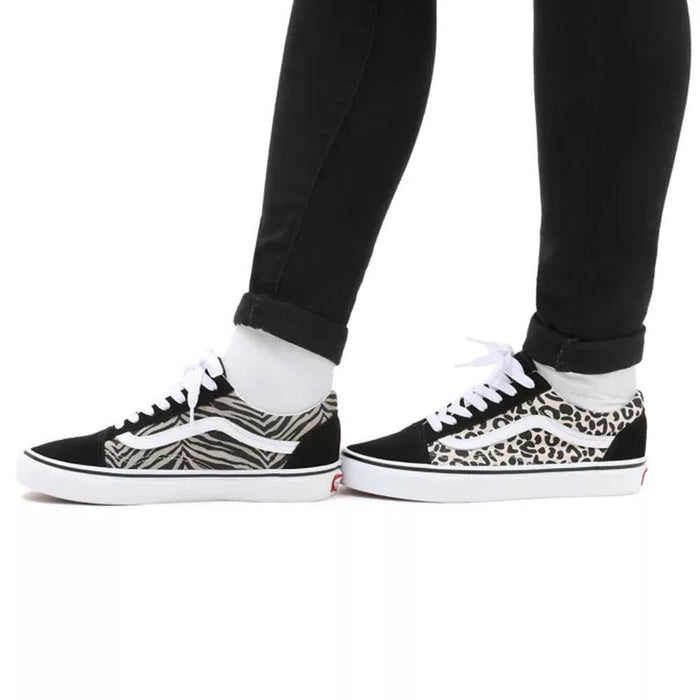 Vans Unisex Old Skool Safari Multi Shoes - Black / White / Cheetah Just For Sports
