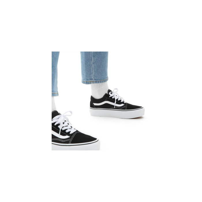 Vans Unisex Platform Old Skool Shoes - Black / White Just For Sports