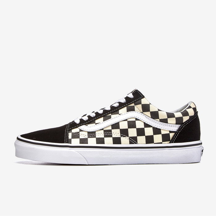 Vans Unisex Primary Check Old Skool Shoes - Black / White Just For Sports