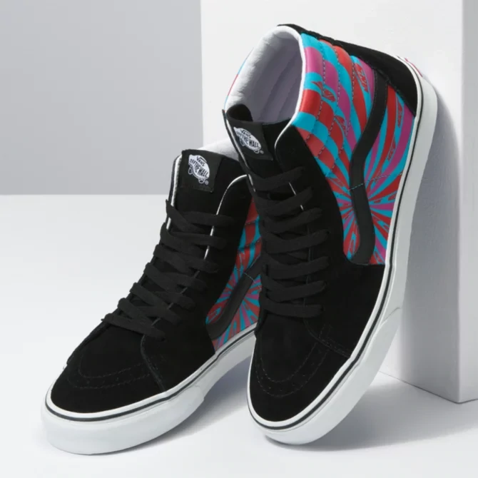 Vans Unisex Retro Mart SK8 Hi Shoes Black Blue Red Pink