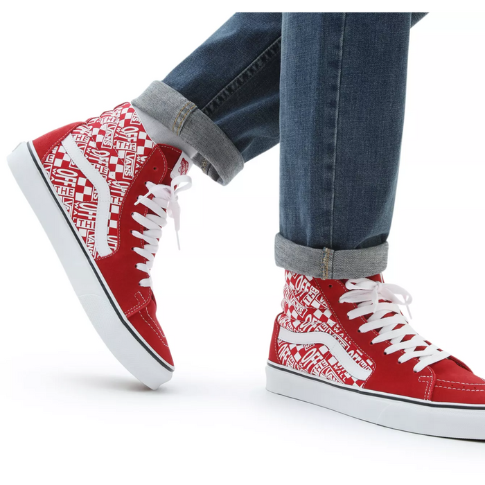 Vans Unisex Sk8 Hi "Off the Wall" Shoes - Red / White Just For Sports