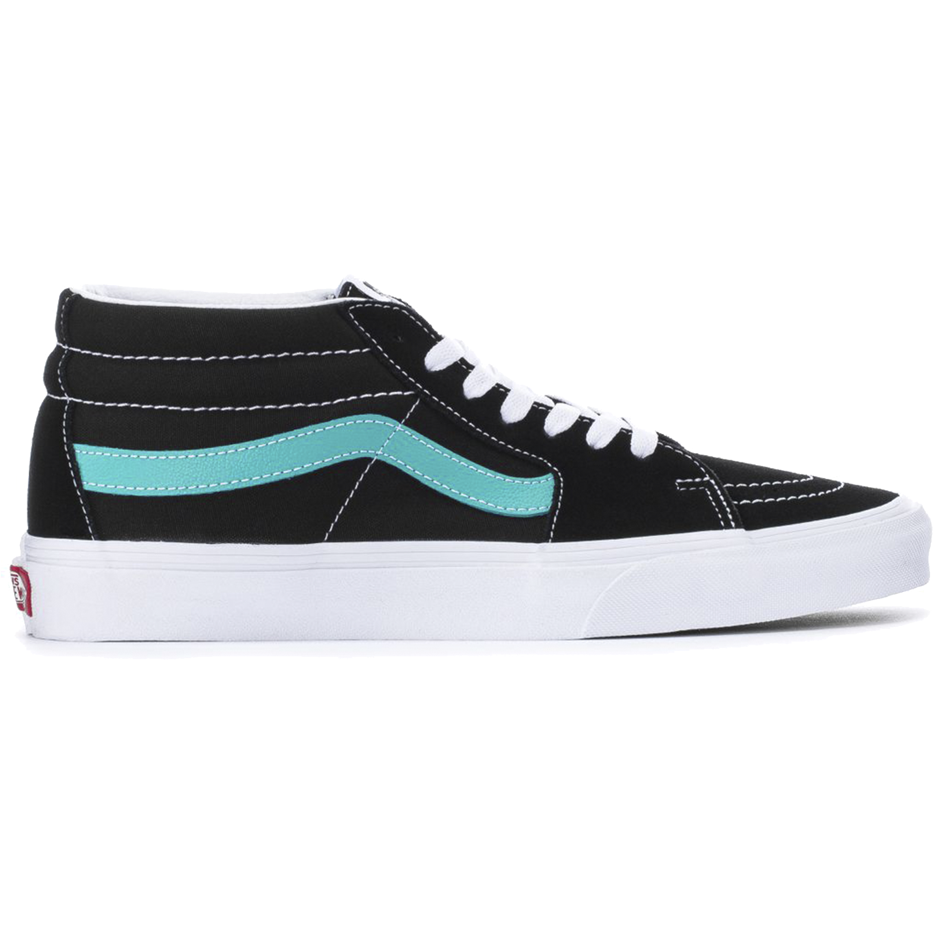 black and blue high top vans