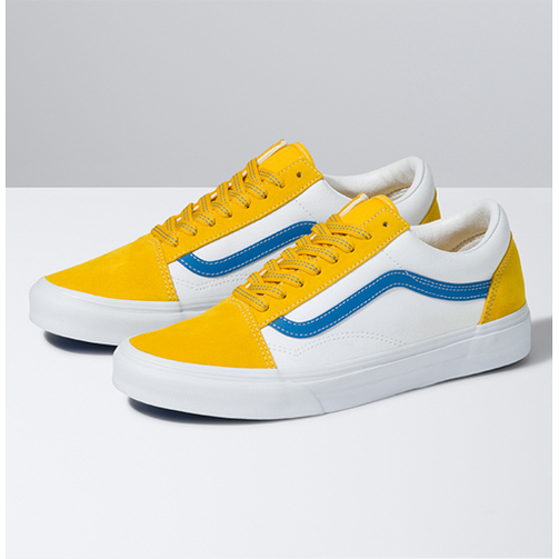 Vans Unisex Pop Skool Shoes - White / Yellow / Blue — Just For