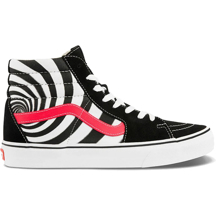 Vans Unisex Swirl Sk8 Hi Shoes - Black / Fiery Coral Just For Sports