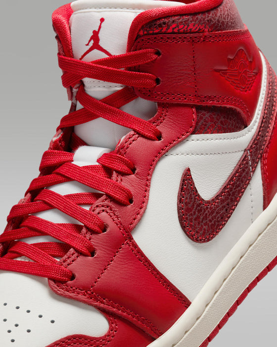 Nike Women's Air Jordan 1 Mid Se Shoes - Sail / Team Red / Varsity Red - Just For Sports