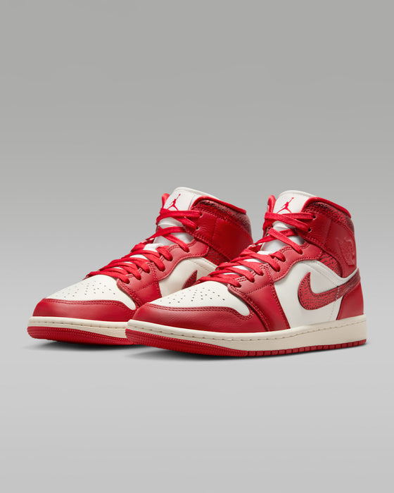 Nike Women's Air Jordan 1 Mid Se Shoes - Sail / Team Red / Varsity Red - Just For Sports