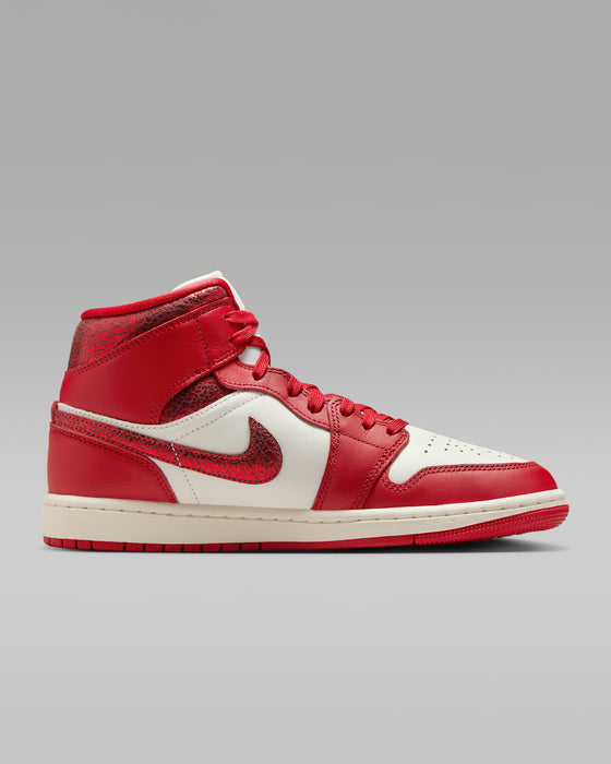Nike Women's Air Jordan 1 Mid Se Shoes - Sail / Team Red / Varsity Red - Just For Sports