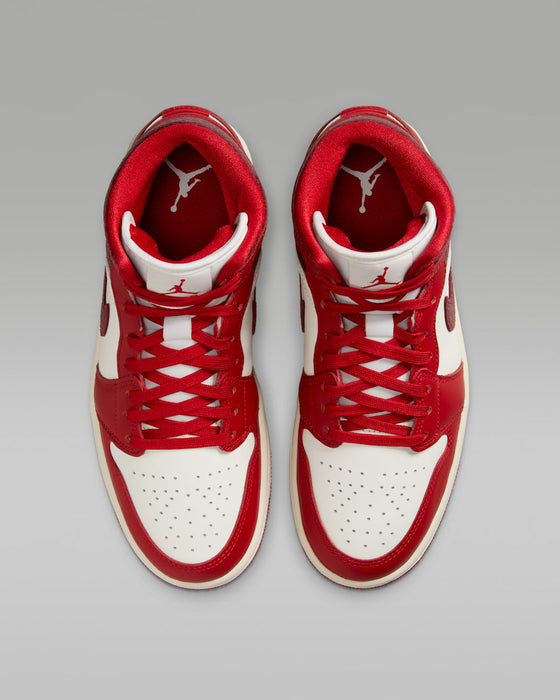 Nike Women's Air Jordan 1 Mid Se Shoes - Sail / Team Red / Varsity Red - Just For Sports