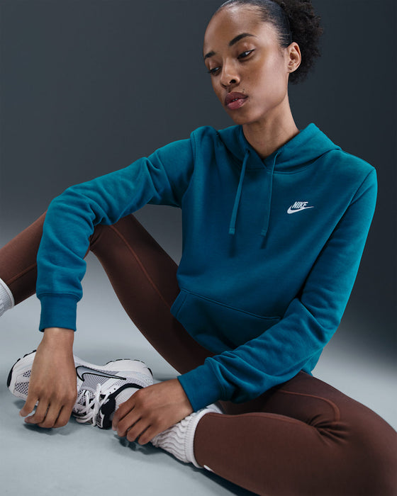 Nike Women's Nike Sportswear Club Fleece Hoodie - Green Abyss/White - Just For Sports