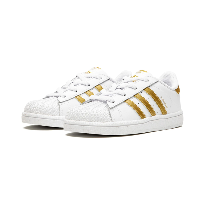 Adidas Kid's Superstar Shoes - White / Metallic Gold Just For Sports Adidas Kid's Superstar Shoes - White / Metallic Gold Just For Sports