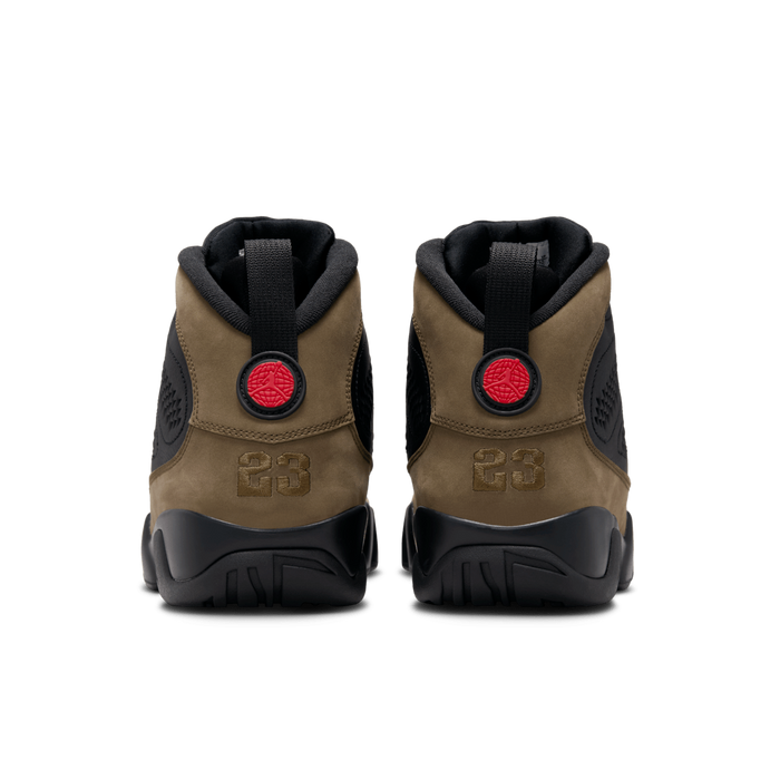 Nike Men's Jordan 9 Retro Olive Shoes - Black / True Red / Light Olive