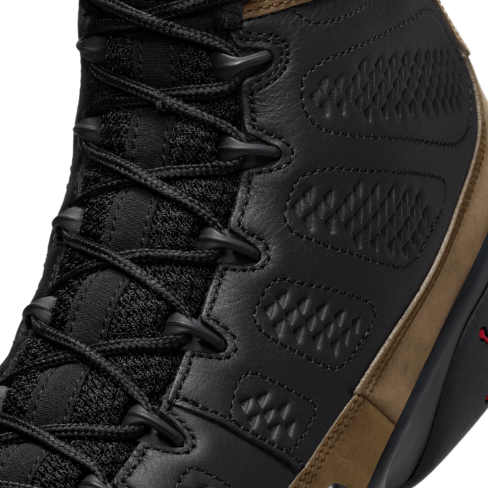 Nike Men's Jordan 9 Retro Olive Shoes - Black / True Red / Light Olive