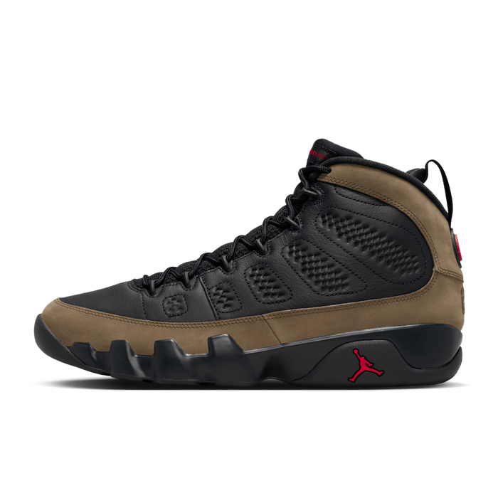 Nike Men's Jordan 9 Retro Olive Shoes - Black / True Red / Light Olive