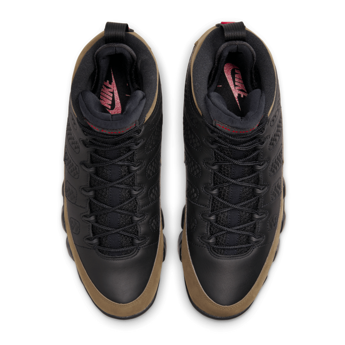 Nike Men's Jordan 9 Retro Olive Shoes - Black / True Red / Light Olive