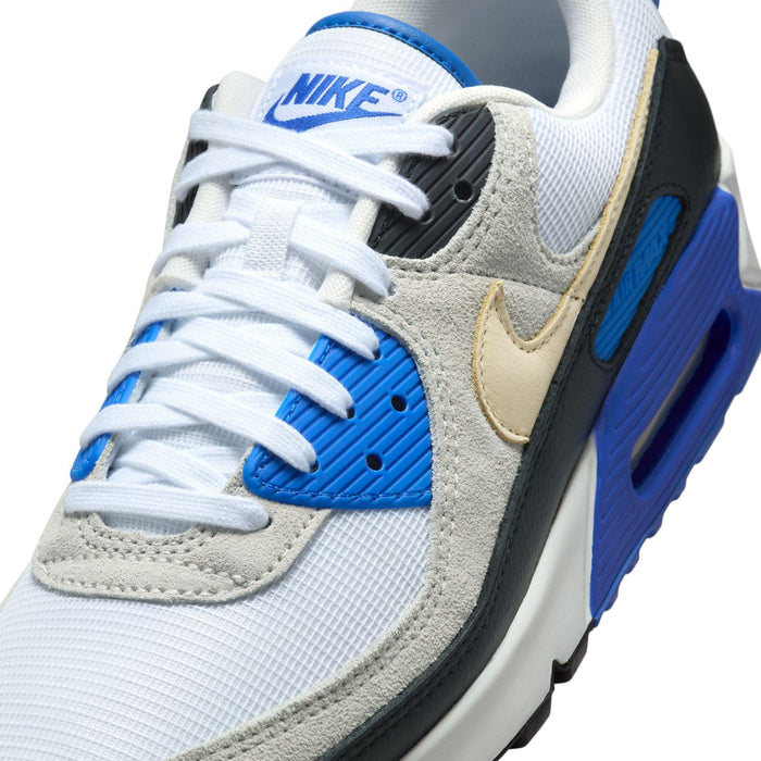 Nike Men's Air Max 90 Premium Shoes - White / Khaki / Racer Blue / Black