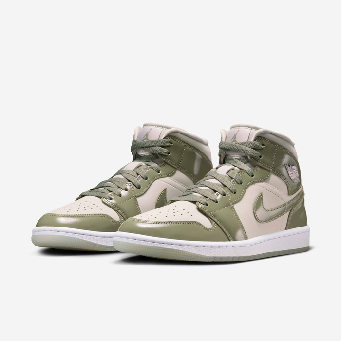Nike Women's Air Jordan 1 Mid Se Shoes - Sea Glass / Oil Green / Metallic Silver - Just For Sports