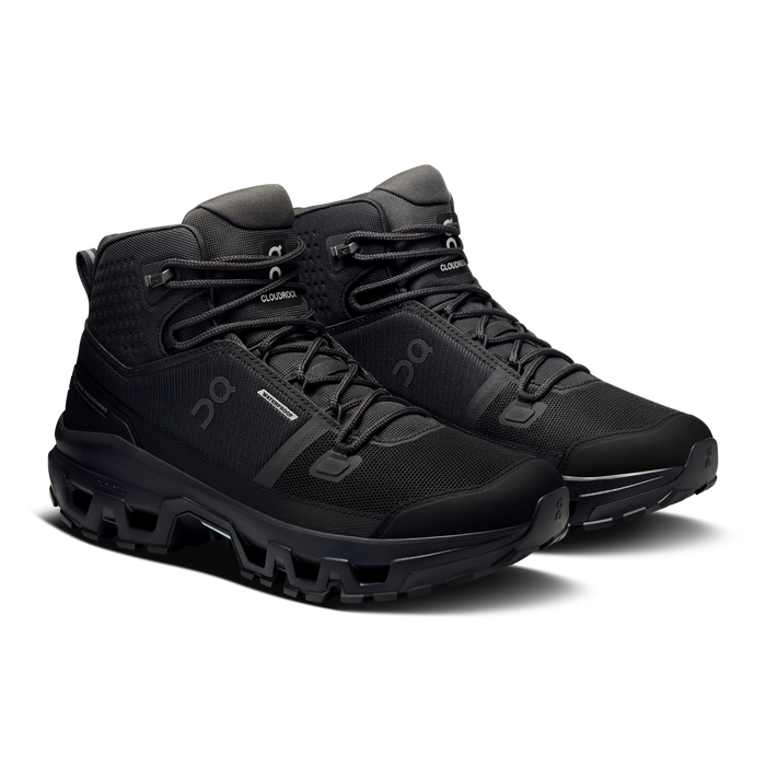 On Running Men's Cloudrock Mid Waterproof Shoes - Black / Black