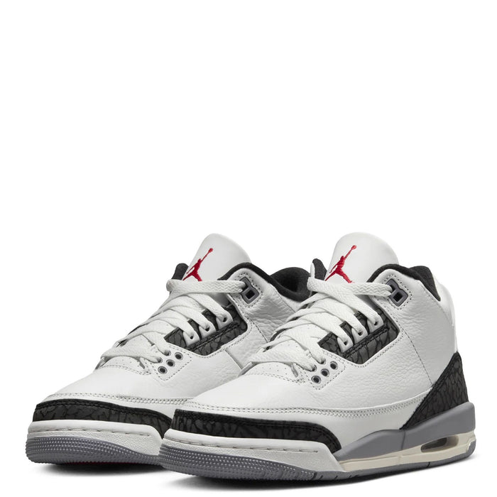 Nike Kids' Air Jordan 3 Retro Shoes - Summit White / Fire Red / Cement Grey / Black