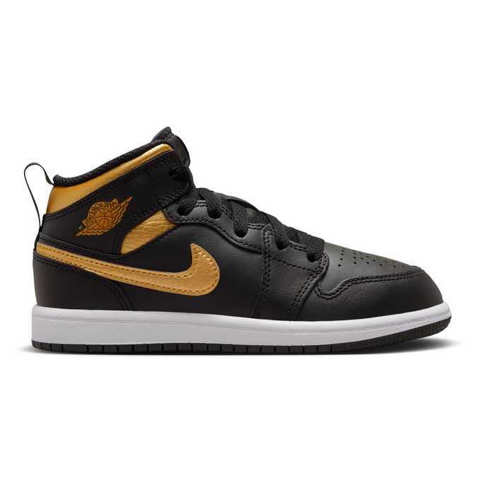 Nike Kid's Air Jordan 1 Mid PS  Shoes - Black / Metallic Gold