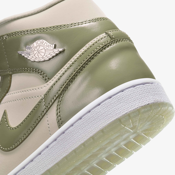 Nike Women's Air Jordan 1 Mid Se Shoes - Sea Glass / Oil Green / Metallic Silver - Just For Sports