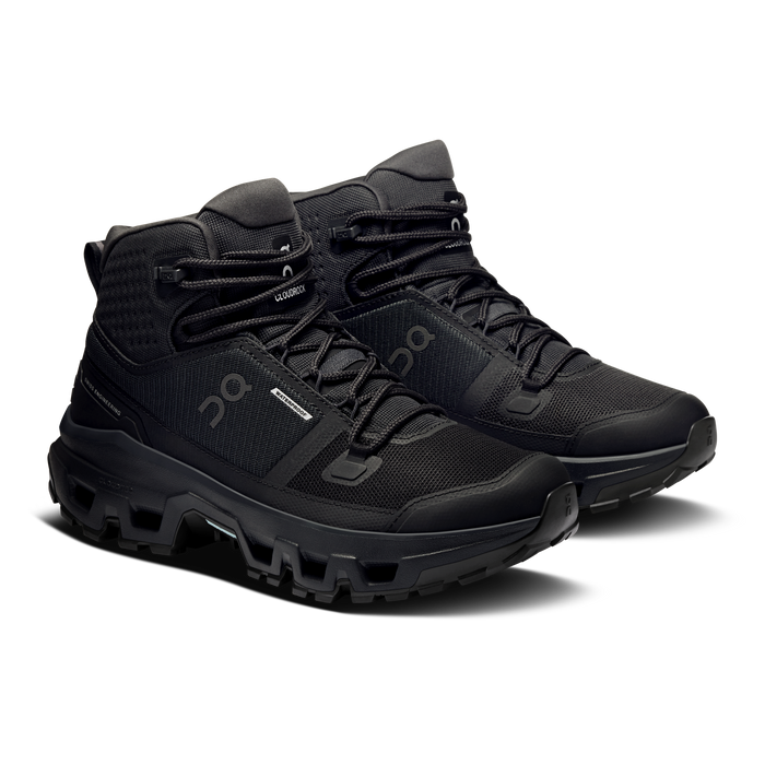 On Running Women's Cloudrock Mid Waterproof Shoes - Black / Black