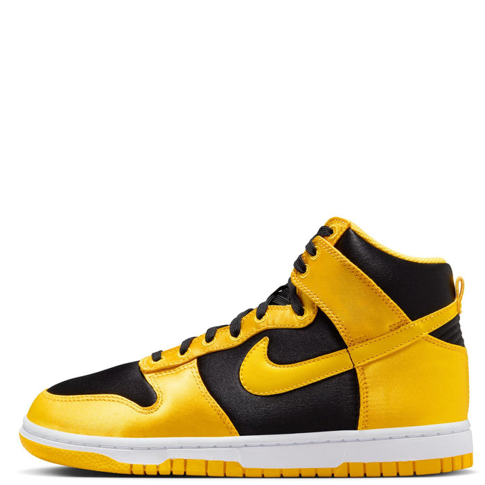 Nike Women's Dunk High Satin Goldenrod Shoes - Black / Varsity Maize / White - Just For Sports