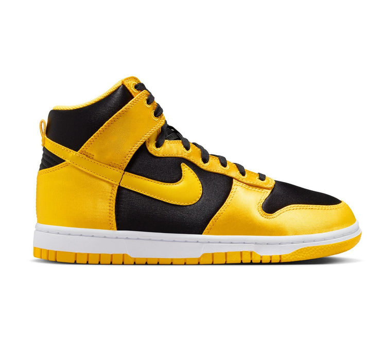 Nike Women's Dunk High Satin Goldenrod Shoes - Black / Varsity Maize / White - Just For Sports