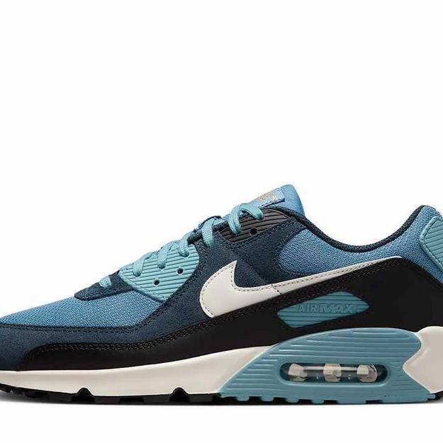 Nike Men's Air Max 90 Premium Shoes - Armory Navy / Aegean Storm / Denim Turquoise / Pale Ivory